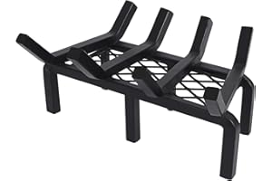 TWENTYNEXT 14 Inch Fireplace Grate with Ember Retainer,Cast Iron Fireplace Log Grate,Fireplace Log Holder,Heavy Duty Solid Steel Fireplace Wood Holder,Wood Stove Wrought Rack for Indoor Hearth Outdoor Fireplace