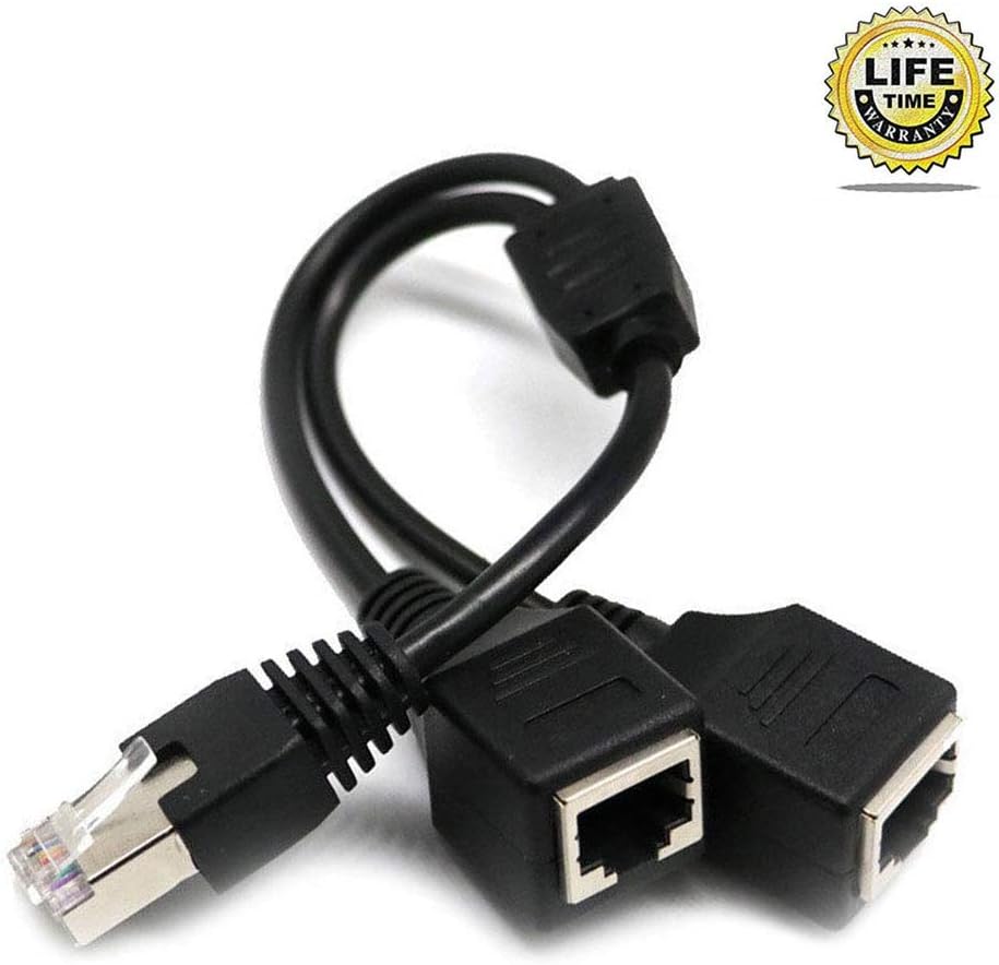 RJ45 Network Splitter Adapter Cable, RJ45 1 Male to 2 Female LAN Ports Ethernet Splitter Adapter Cable Suitable Super Cat5, Cat5e, Cat6, Cat7 LAN Ethernet Socket Adapter Connector