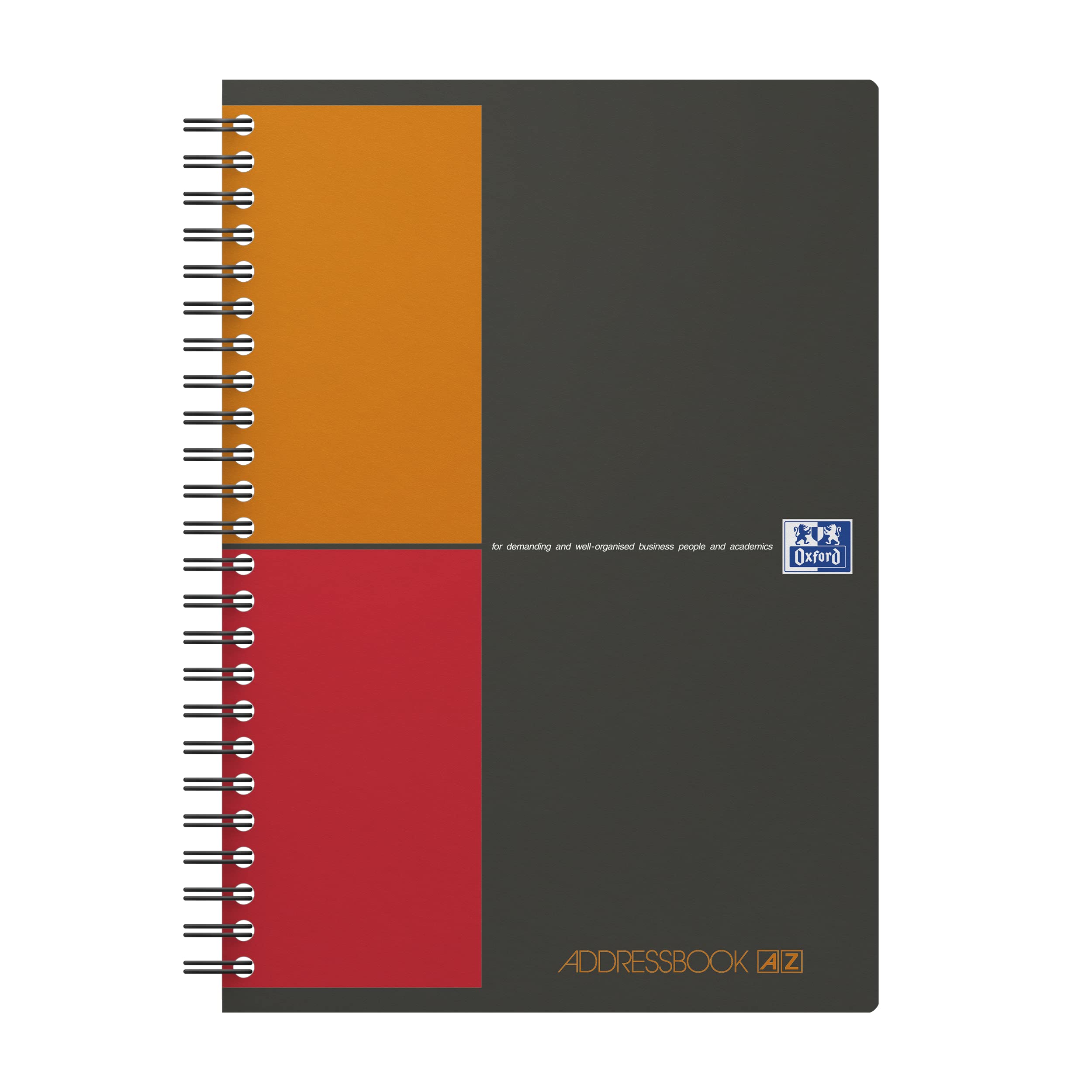 Oxford International Address Book, A5, Wirebound, Grey, Orange, Red, Polypropylene โ image 1