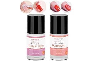 LOUINSTIC Gel Remover, 3-5 Minutes Gentle Remove Nail Polish, Nail Gel Remover Kit Contains Peel Off Latex Tape Cuticle Guard