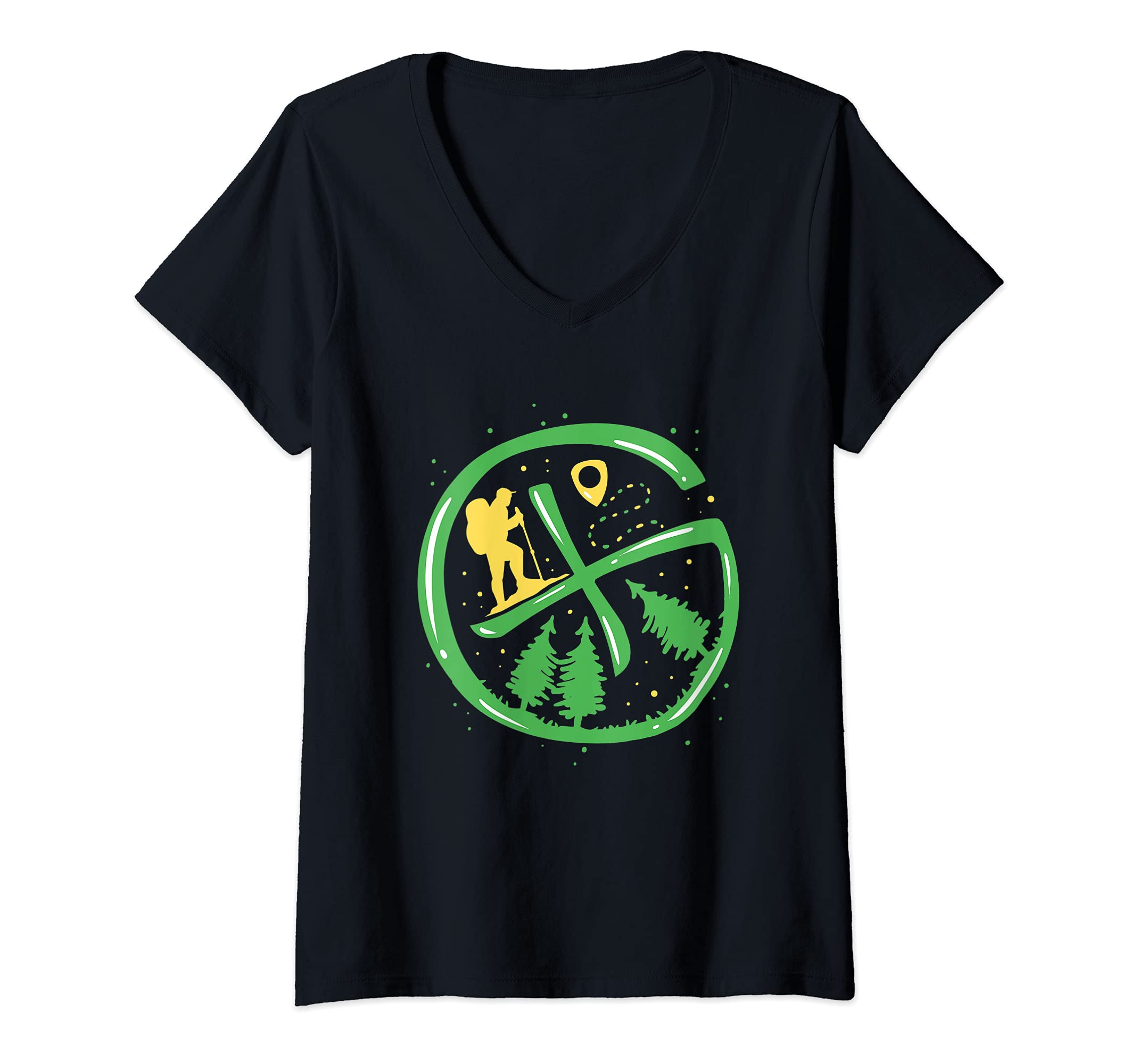 Womens Geocache Hiking Outdoor - Funny Geocaching V-Neck T-Shirt