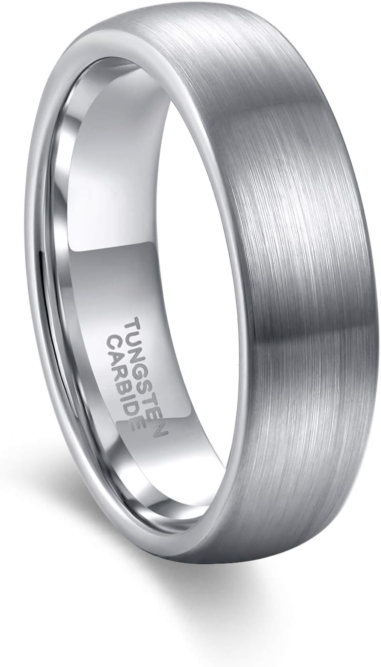 Greenpod 6mm Tungsten Wedding Rings Band for Men Women Silver/Black/Blue/Rose Gold Two Tone Engagement Rings Comfort Fit Size 4-15