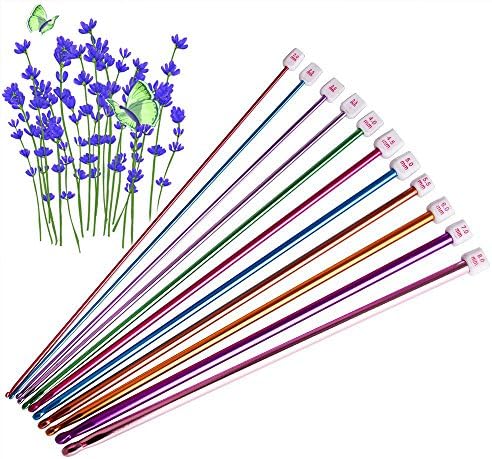 Wildlead 11 Pcs/Set Crochet Hooks Needle Set Assorted Colors Tunisian Afghan Aluminum Knitting Needles Tools Kit