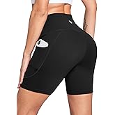 baleaf Women's 6"/8" High Waisted Biker Shorts with Pockets for Gym Workout Yoga Running Athletic