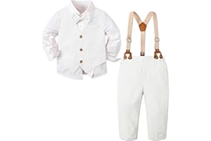 SANGTREE Boys Cotton Linen Suit Formal Set Baby Clothes Boy Gentleman Wedding Ring Bearer Outfits, 3 Months - 9 Years