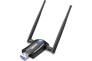 QGOO WiFi 6 Adapter for Desktop PC, AX1800 USB 3.0 WiFi Dongle Dual Band 5Ghz/2.4Ghz High Gain Dual 5dBi Antennas 802.11ax MU-MIMO Wireless Network Adapter for Computer Laptop Supports Windows 11/10/8/7