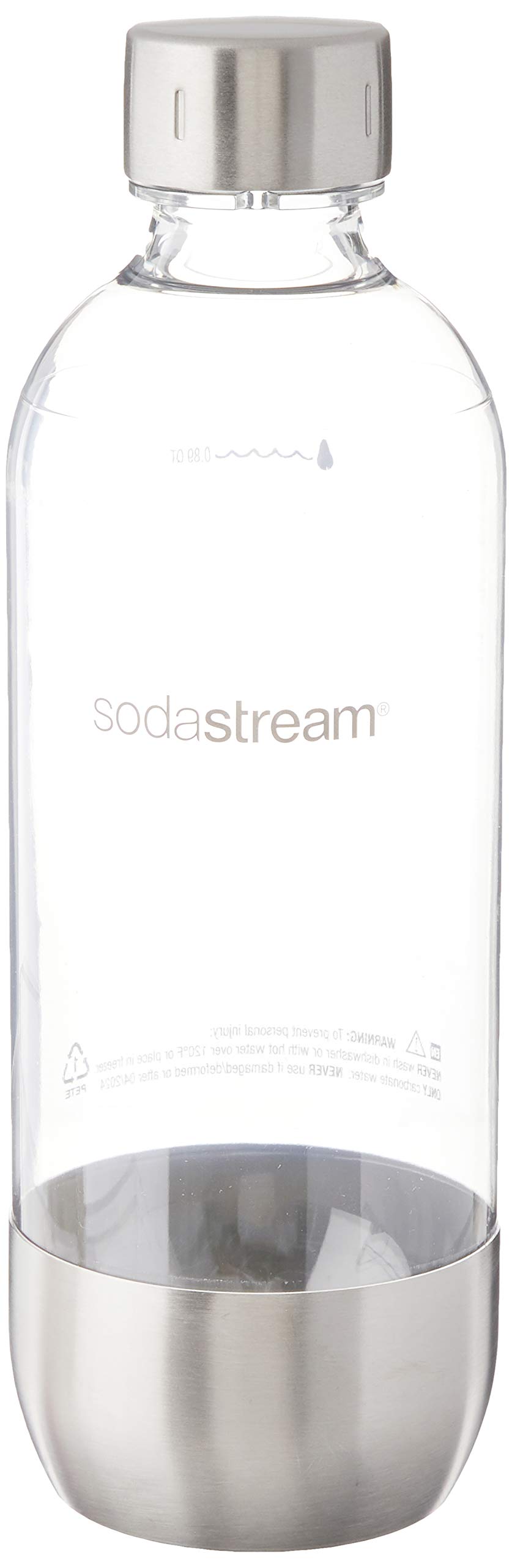 SodaStream 1L Classic Metal Carbonating Bottle, Single, Stainless Steel (1041191011)