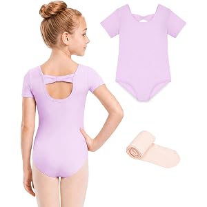 Stelle Girls Bow Back Leotard with Footed Tight for Ballet/Dance/Gymnastics | Short sleeve, Fully lined front, Bow back, Ball