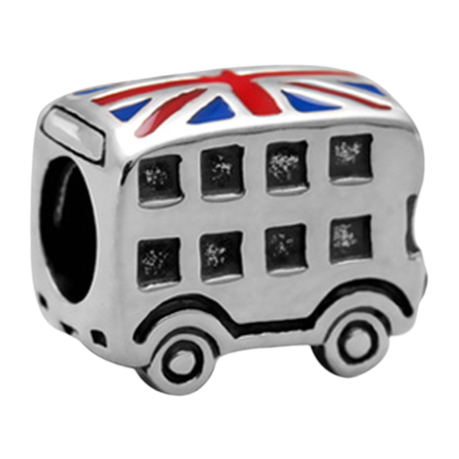 925 Sterling Silver Bus Charm Travel Charm Sport Charm Love Charm Anniversary Charm for Pandora Charm Bracelet (A)