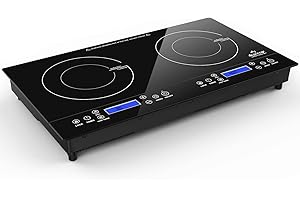 Duxtop LCD 1800W Portable Induction Cooktop 2 Burner, Built-In Countertop Burners with Sensor Touch Control, Electric Cooktop with 2 Burner, Electric Double Induction Burner for Cooking, 9720LCBI