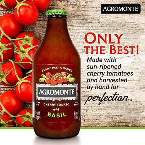 Agromonte Authentic Italian Cherry Tomato Pasta Sauce with Basil - Taste of Italy Gourmet Foodie and Chef Gift - Ready to Use, Certified Kosher, Gluten-Free, All Natural 11.64oz (2 pack)