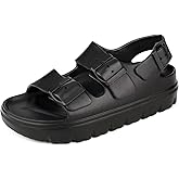 Haifago Womens Platform Sandals with Arch Support, Summer Beach Slides with Adjustable Buckle, Comfort Lightweight Chunky Cushion Slip on Sandal
