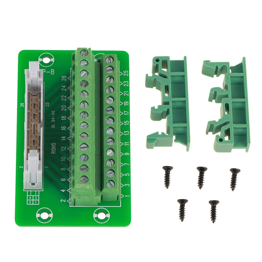 Oumefar IDC26P DIN Rail Male Breakout Board Connector 5mm 26 Pin Interface Module Terminal Blocks Module for Wiring Terminal Module