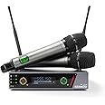 SENWOSI Dual Channel UHF Metal Wireless Mic System with Two Wireless Handheld Dynamic Microphones, 2×100 Adjustable Frequency Points, 400 ft, Auto Scan, for Stage/Studio/Singing/Church