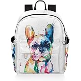 Watercolor French Bulldog Mini Backpack Purse for Women, Dog Pattern Lightweight Small Backpack Casual Travel Daypack for Girls Children Teens Adult School Bag