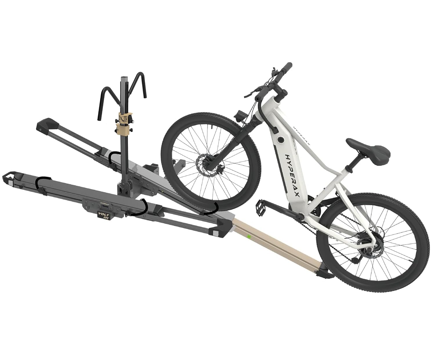 Photo 1 of HYPERAX Patented Lift Assisted Volt Lift RV Rated Hitch Mounted 2 E Bike Rack Carrier Up to 2X 80lbs eBikes with Up to 5" Fat Tires for RV and SUV
