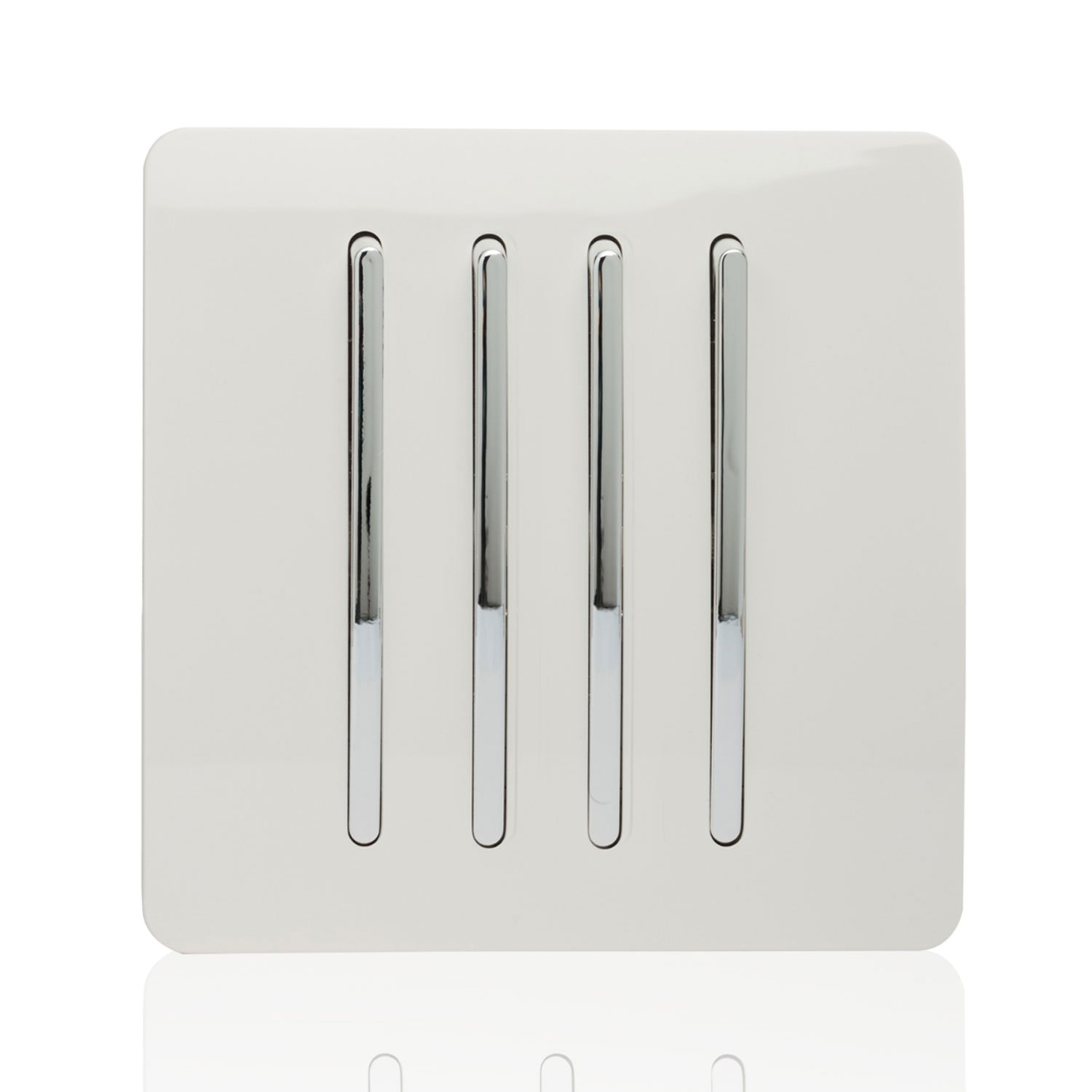 Trendi 4 Gang 1 Way Artistic Modern Glossy 10 Amp Rocker Tactile Light Switch White ART-SS7WH