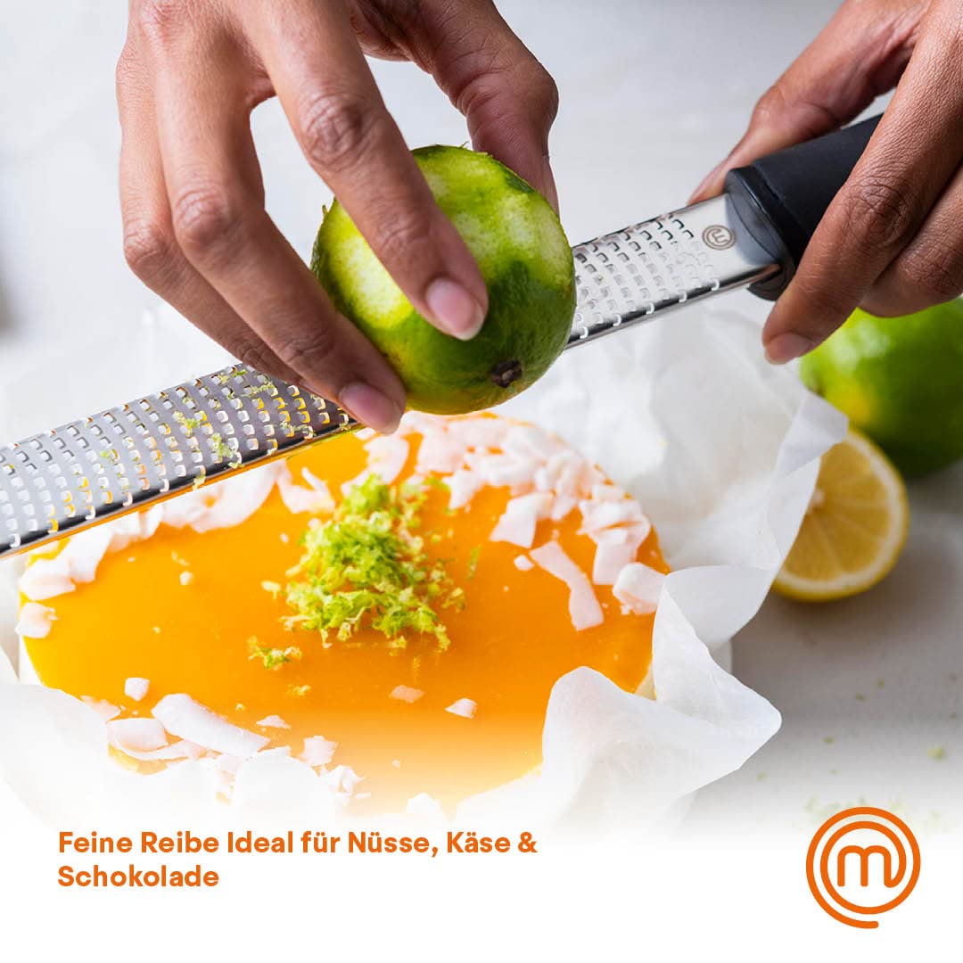 MasterChef Zester Reibe, Zestenreißer, Zitronenreibe, Muskatnuss Reibe, Ingwerreibe, Handreibe mit Rassiermesserscharfe Edelstahlklinge und Ergonomisch Rutschfester Griff, Spülmaschinenfest 2