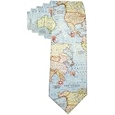 COLORFULSKY URTEOM Men's World Map Blue Travel Polyester Silk Casual Gentleman Tie Necktie Gift-One Size