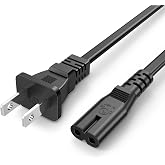 TPLTECH AC Power Cord for Sony PS5/PS4/PS3 Slim, Xbox Series S/Series X, Xbox One S/One X, 2 Prong C7 Universal TV Power Cable Replacement