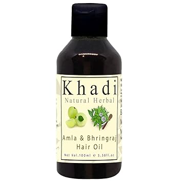 Khadi Natural Herbal Amla And Bhringraj Hair Oil All In One Treat for Hairfall Dandruff (100ml)