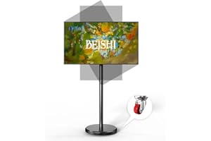 BEISHI Small Mobile TV Stand for Most 10-48 Inches TV,Rolling TV Cart with Height Adjustable,±10° Tilt, 360°Swivel, ±30°Leveling,Max VESA 200X200mm,for Live Streaming,Home,Office (Style 1)