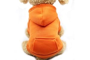 Jecikelon Winter Dog Hoodie Sweatshirts with Pockets Warm Dog Clothes for Small Dogs Chihuahua Coat Clothing Puppy Cat Custume (XX-Small, Orange)