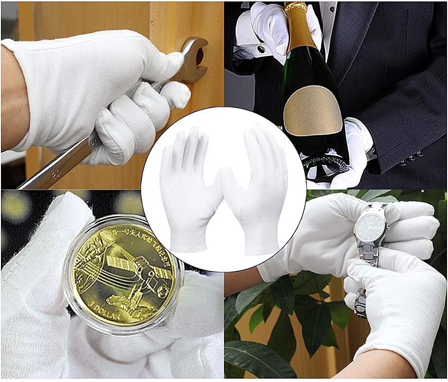 LANGING 24Pairs White Gloves Soft Resuable Pure Cotton Serving Gloves for Eczema Coin Jewelry Silver Inspection - Image 5