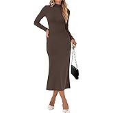 ANRABESS Women Long Sleeve Bodycon Dress Fall 2025 Mock Neck Formal Elegant Party Wedding Guest Cocktail Long Maxi Dresses