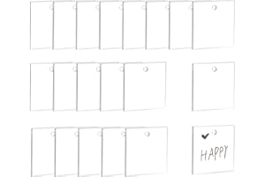 NBEADS 25 Pcs Clear Acrylic Sheets, 2x2" Acrylic Boards Square Transparent Sheets Pressure Plate Keychain Blanks with 3mm Hole for Picture Display Projects DIY Craft