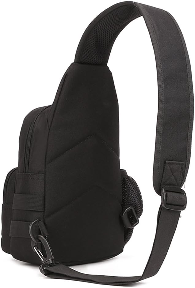 HUNTVP Sling Bag Molle Chest Crossbody Shoulder Pack One Strap Daypack Backpack with Water Bottle Holder Black - Image 3