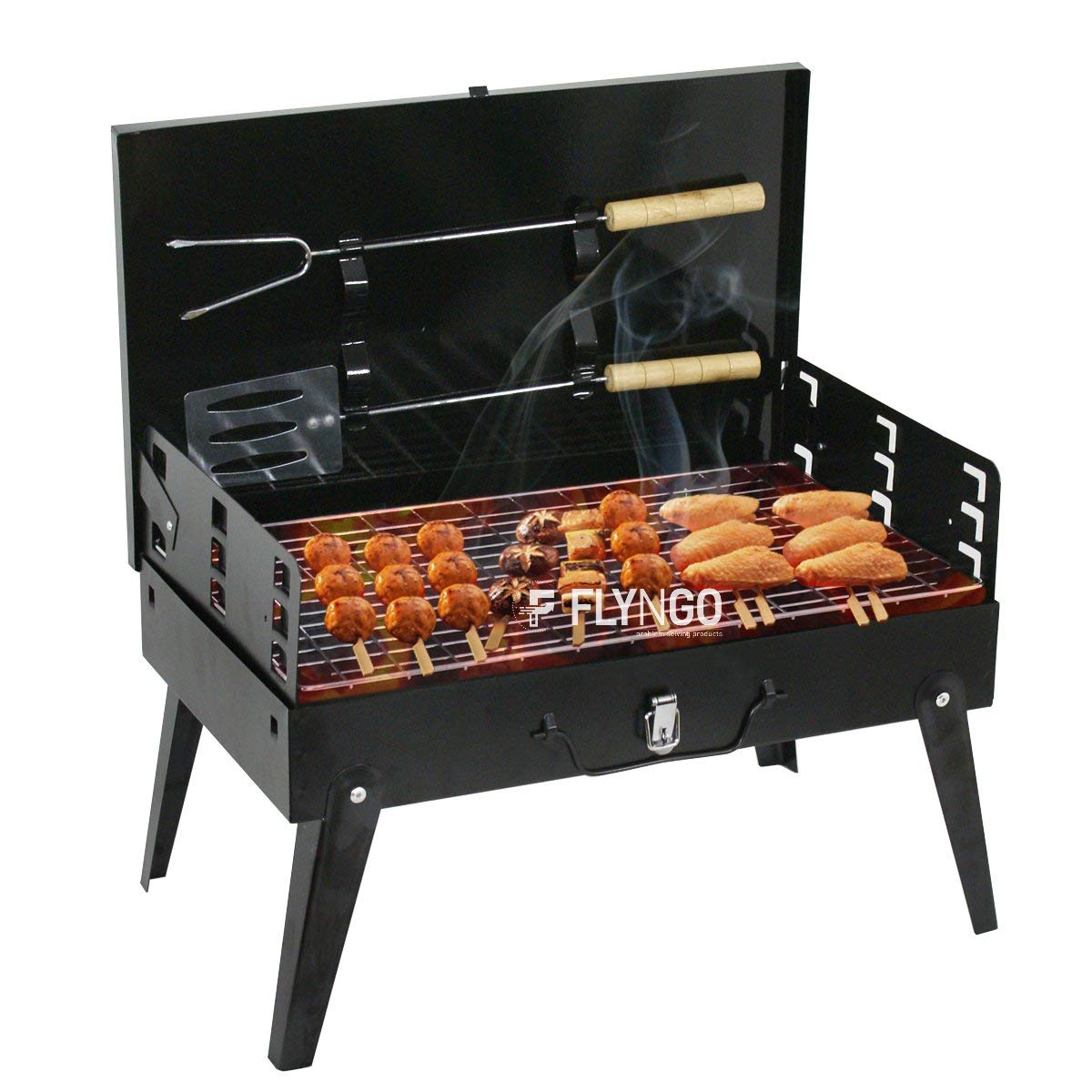 FLYNGO Foldable Briefcase Style Charcoal Barbecue and Tandoor Grill