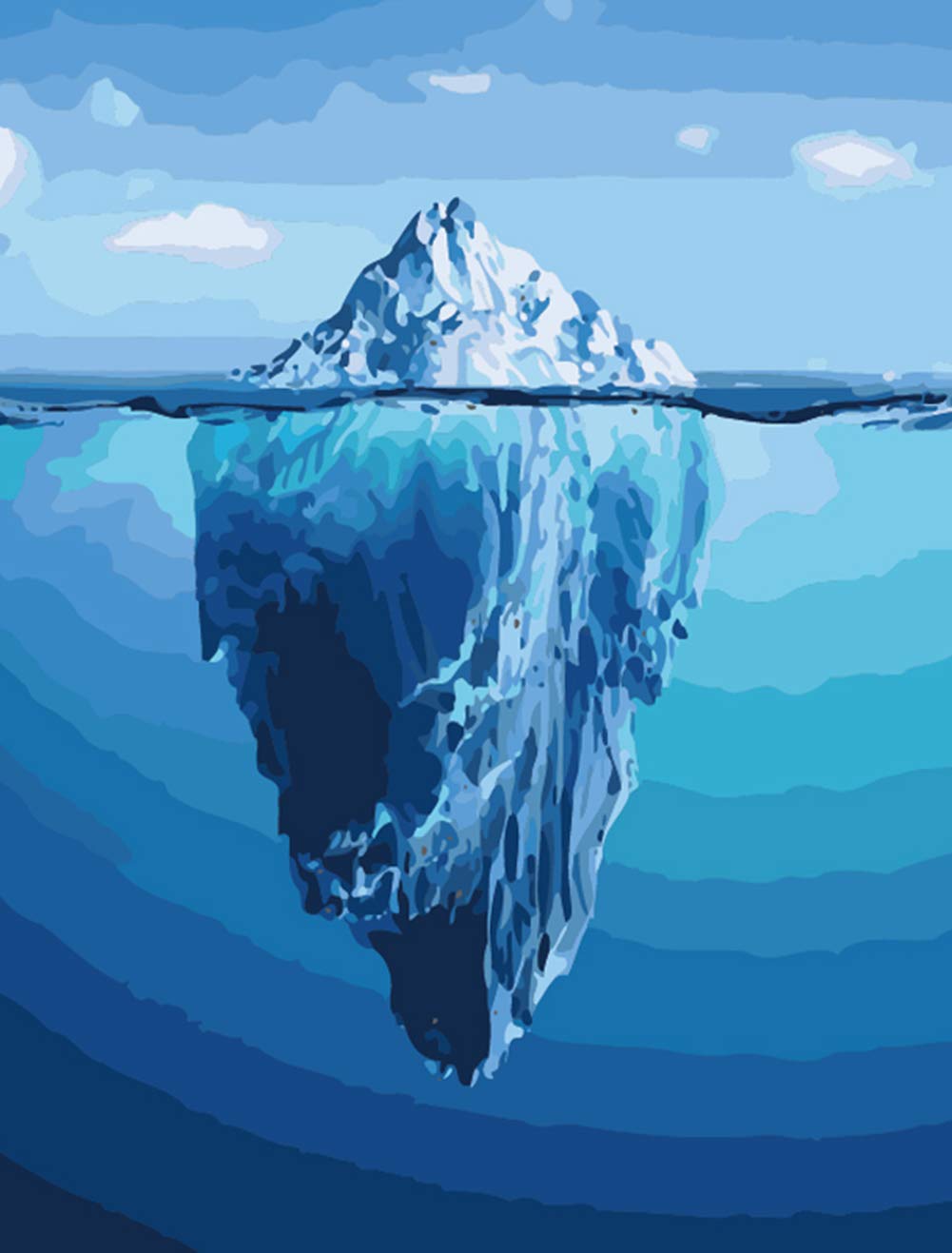 ABEUTY DIY Paint by Numbers for Adults Children, Blue Iceberg Sea 16x20 inches Number Painting Art Therapy (No Frame, Iceberg)