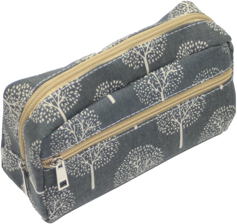 The Olive House® Womens Mulberry Tree Design Floral Canvas Ladies Make Up Bag Blue