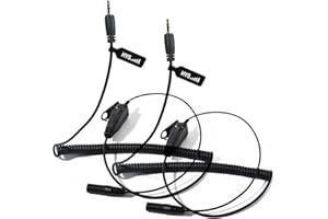 HYS 1-Pin Cord Cable (Coiled and Straight) with PTT Microphone, 3.5mm Audio to 2.5mm Jack, for 2.5mm Cobra Microtalk & FRS/GM