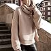 Pinksee Women's Casual Long Sleeve Turtleneck beige Knit Pullover Sweater (L)
