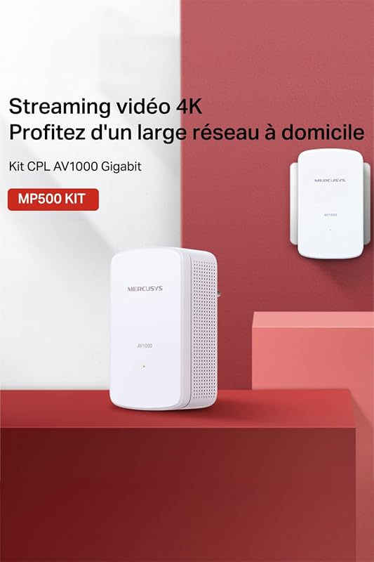 Prise CPL 1000 Mbps, Port Gigabit, Plug & Play, Kit de 2 MP500