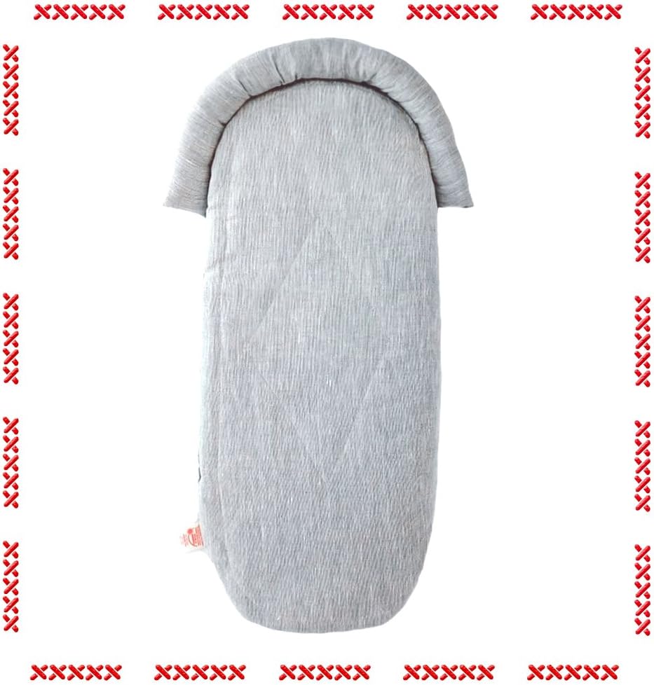 Wholesome Linen Bassinet Mattress w/Bumper Head Rest | 100% Natural Organic Mattress Pad for Moses Basket | Breathable, Non-Toxic & Hypoallergenic | Oval, Grey Flax