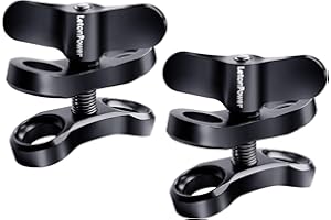 LetonPower 2-Hole 1" Aluminum Underwater Camera Clamp Ball Mount (2-Pack) - Underwater Bracket for Diving Light Arms & Camera