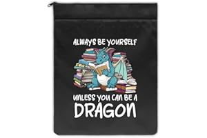 QYUVK Always Be Yourself Unless You can Be a Dragon Black Washable Fabric Book Sleeve, Book Cover Protector Gift for Book Lover, Book Reader Gift, Bookish Gift, Book Club Gift, Bookworm Librarian Gift