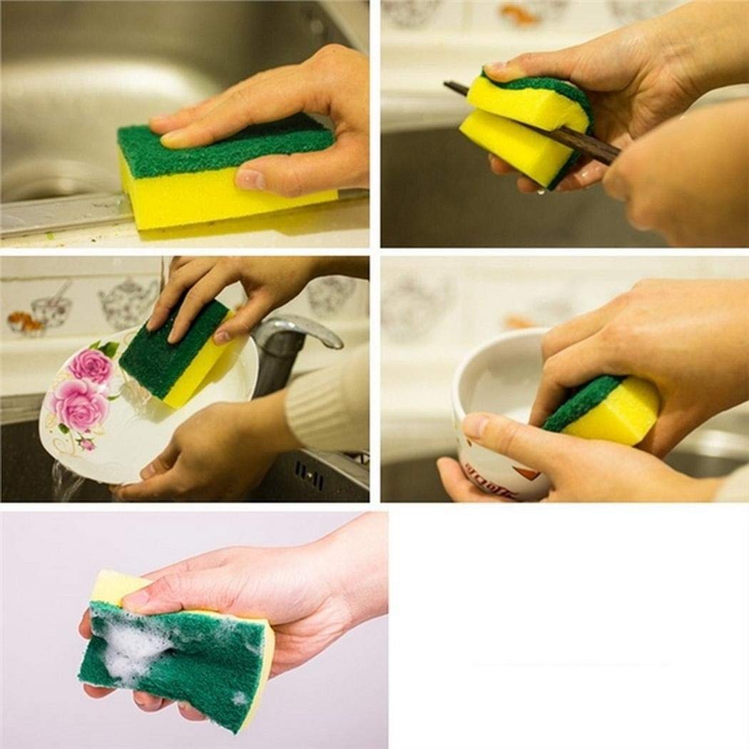 Kindsells Home Kitchen Double Layer Soft Strong Water Absorption Dishwashing Sponge Sponges