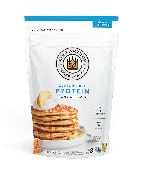 KING ARTHUR FLOUR GLUTEN FREE PROTEIN PANCAKE MIX, NON-GMO PROJECT VERIFIED, NO SUGAR ADDED, NON-DAIRY, 12 OZ (PACK OF 1)