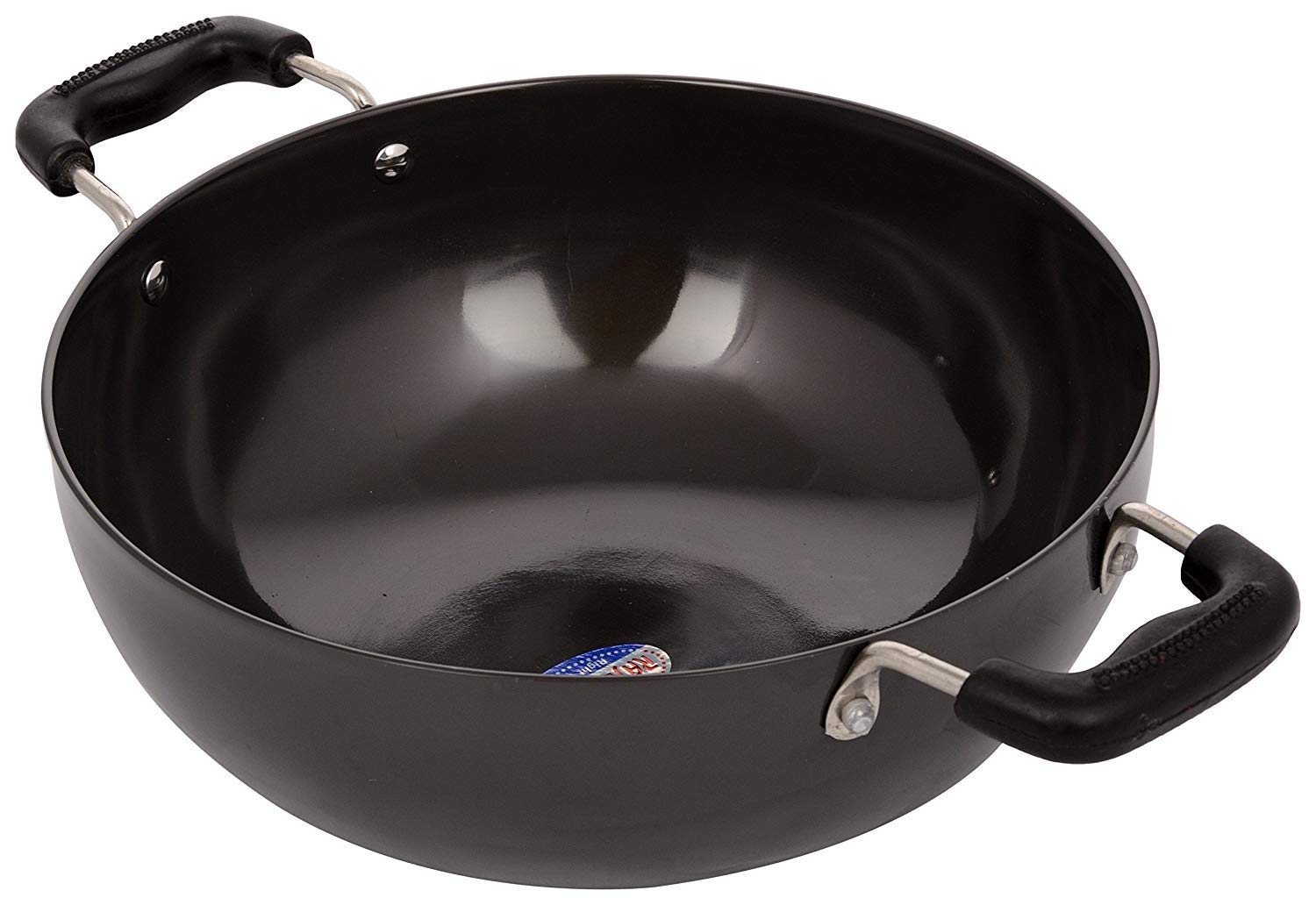 Satre Online and Marketing Hindalco Aluminium Kadai Size No-12, Frying Pan, Thickness 3 mm, Color-Black
