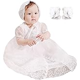 DPKM Baby Girl Baptism Dress 3PCS Infant Embroidered Christening Formal Gowns Outfit for Party Wedding