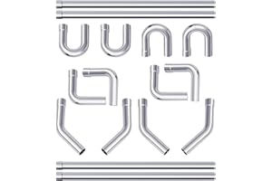 A-KARCK Mild Steel Mandrel Bends 16 Pcs, 2.5 Inches DIY Custom Exhaust Tubing Pipe Straight & U-Bend Kit, Universal Fit