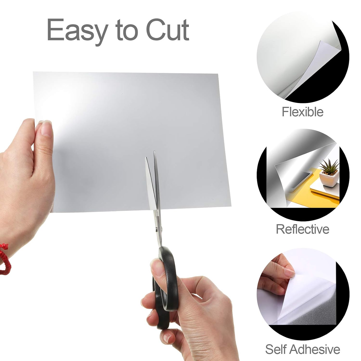 Zonon Flexible Mirror Sheets Self Adhesive Non Glass Mirror Tiles Stickers for Home Wall Decor(10 Pieces,6 x 9 Inches) - Image 5