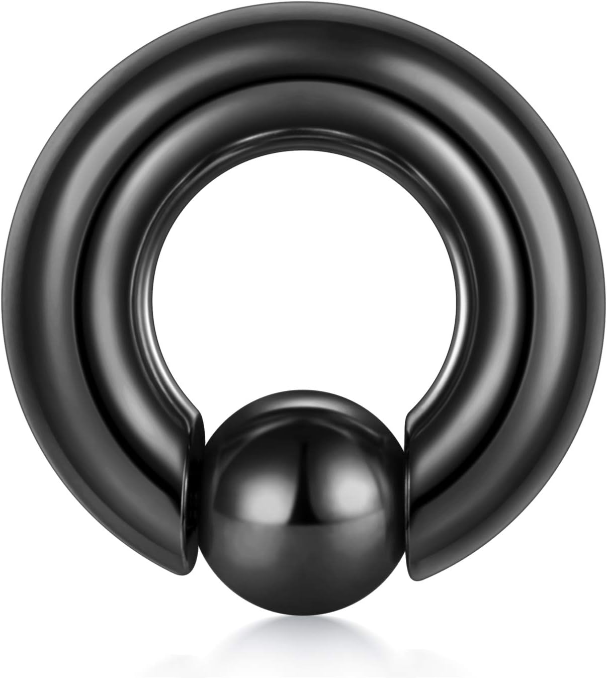 VCMART 316L Surgical Steel Captive Bead Rings Spring Action CBR Black PA Ring Internally Threaded Pierceing Body Jewelry Sold Individually