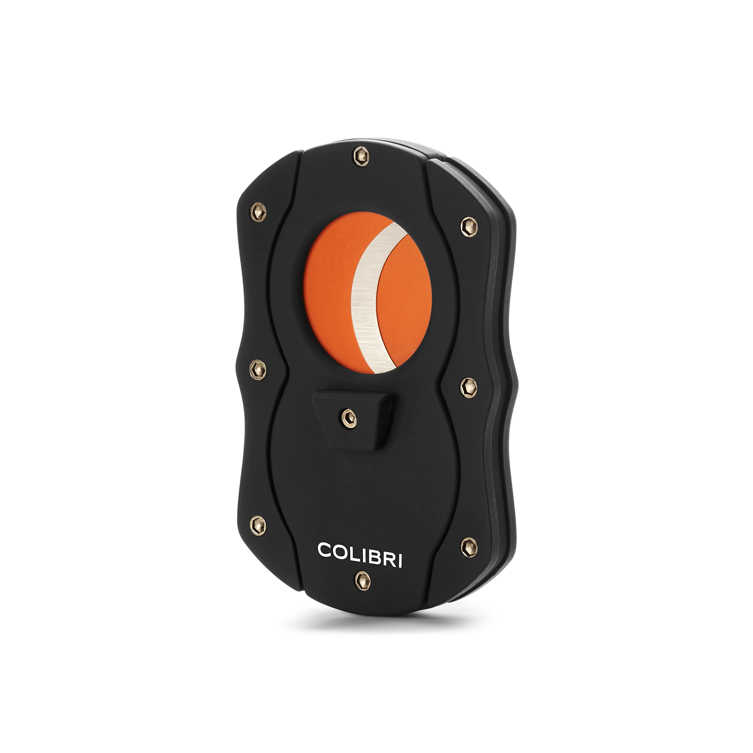 Colibri Cut | Double Guillotine Cigar Cutter| Black with Orange Blades |Spring Loaded Release|Up-to 62 Ring Gauge Cigars| Ergonomic Design | Includes Gift-Box (Orange)