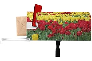 Numland Tulip Field Magnetic Anti-UV 100% Polyester Standard Size 21x18 in Oxford Garden,Postbox Letterbox Cover