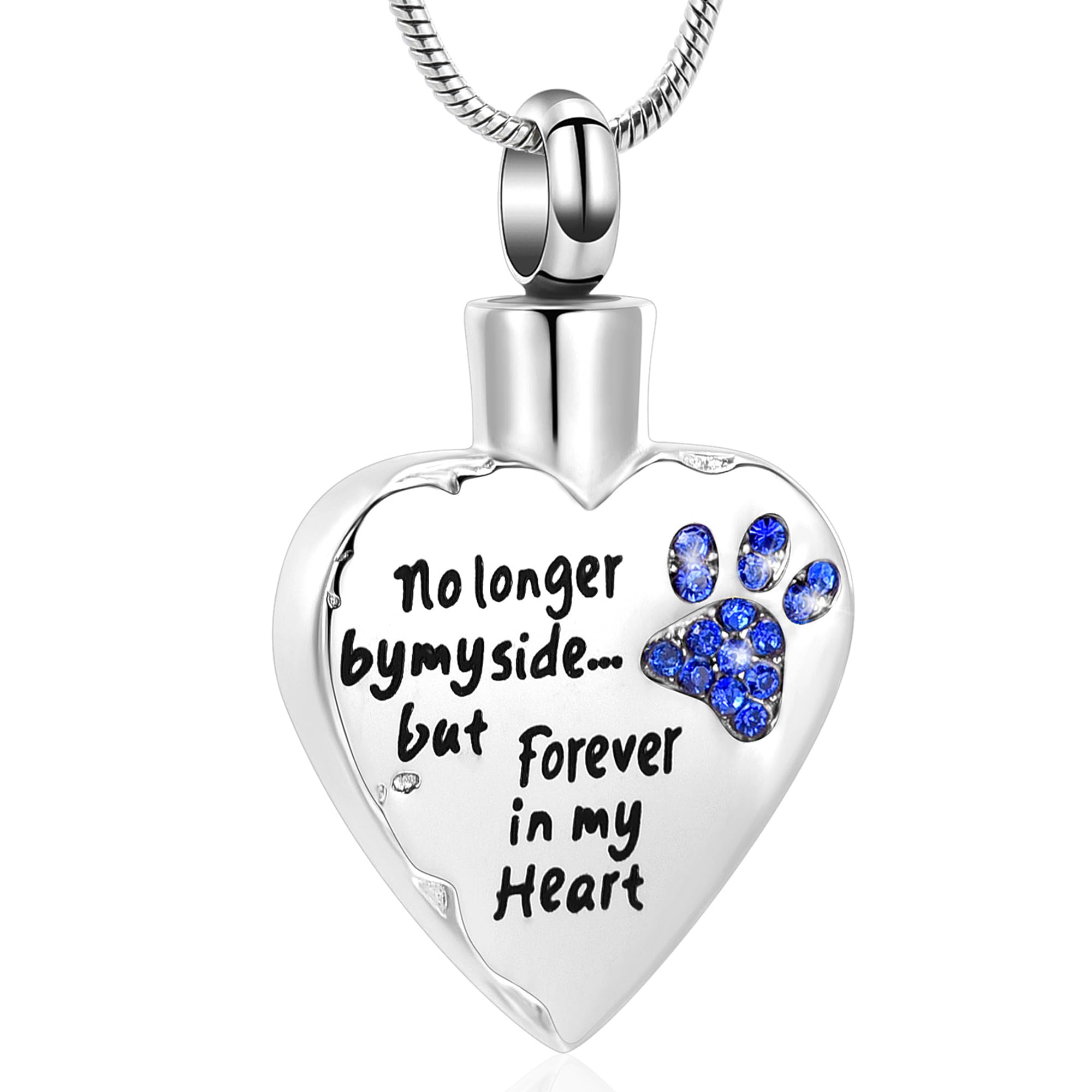 VCCWYQK Urn Necklace for Ashes Personalized Urn Pendant Heart Necklace Pets Paw Print Keepsake Waterproof Memorial Gifts for Dogs
